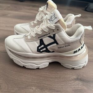 Naked Wolfe Cream and Black Chunky Sneakers